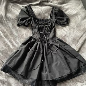 Black goth cottage core lolita dress XS